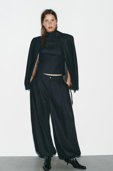 PANTALON BOMBACHO DENIM TRF - Indigo foncé de Zara - Image 1