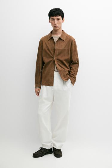 Sobrecamisa ligera piel ante -  de Zara
