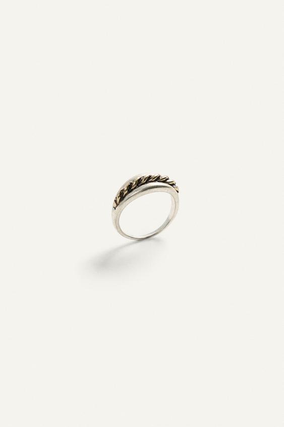 Zara CONTRASTING METAL RING - Silver - Image 0