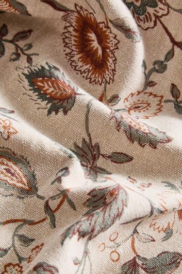 FLORAL PRINT TABLECLOTH WITH TOPSTITCHING - Brown / Taupe by Zara - Image 3