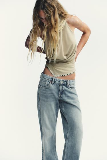 TRF LOW-RISE WIDE-LEG JEANS - Blue / Grey by Zara