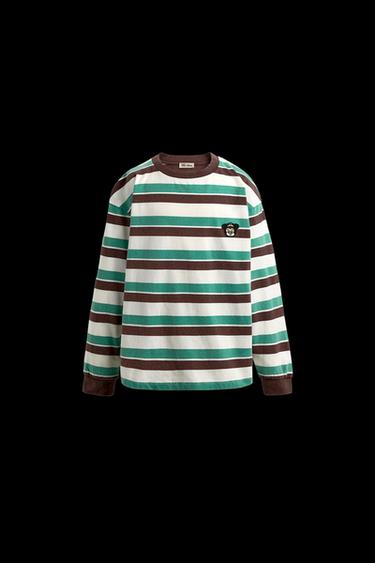 Zara 2-6 YEARS / STRIPED PATCH T-SHIRT HARRY LAMBERT FOR ZARA X DISNEY - Green stripe - Image 0