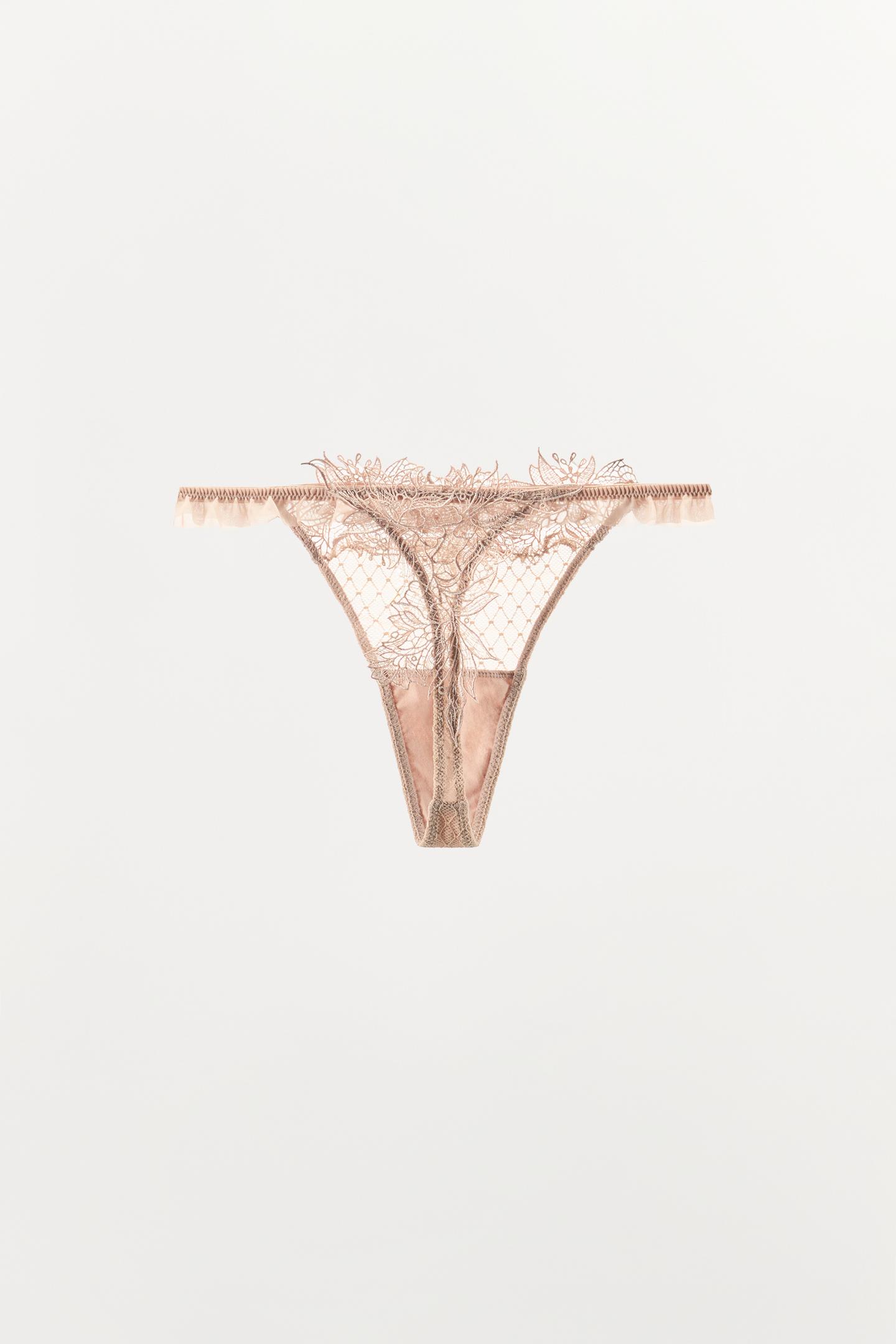 Трусы-стринги Combination, кружево — Zara, цвет: Розовый / Белый — фото 4