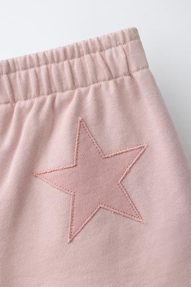 SHORT EN MOLLETON PIÈCE ÉTOILES - Rose délavé de Zara - Image 3