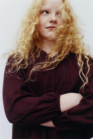 Zara ROMANTIC TEXTURED SHIRT - Burgundy