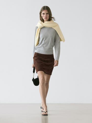 Zara Suede leather mini skirt - Brown