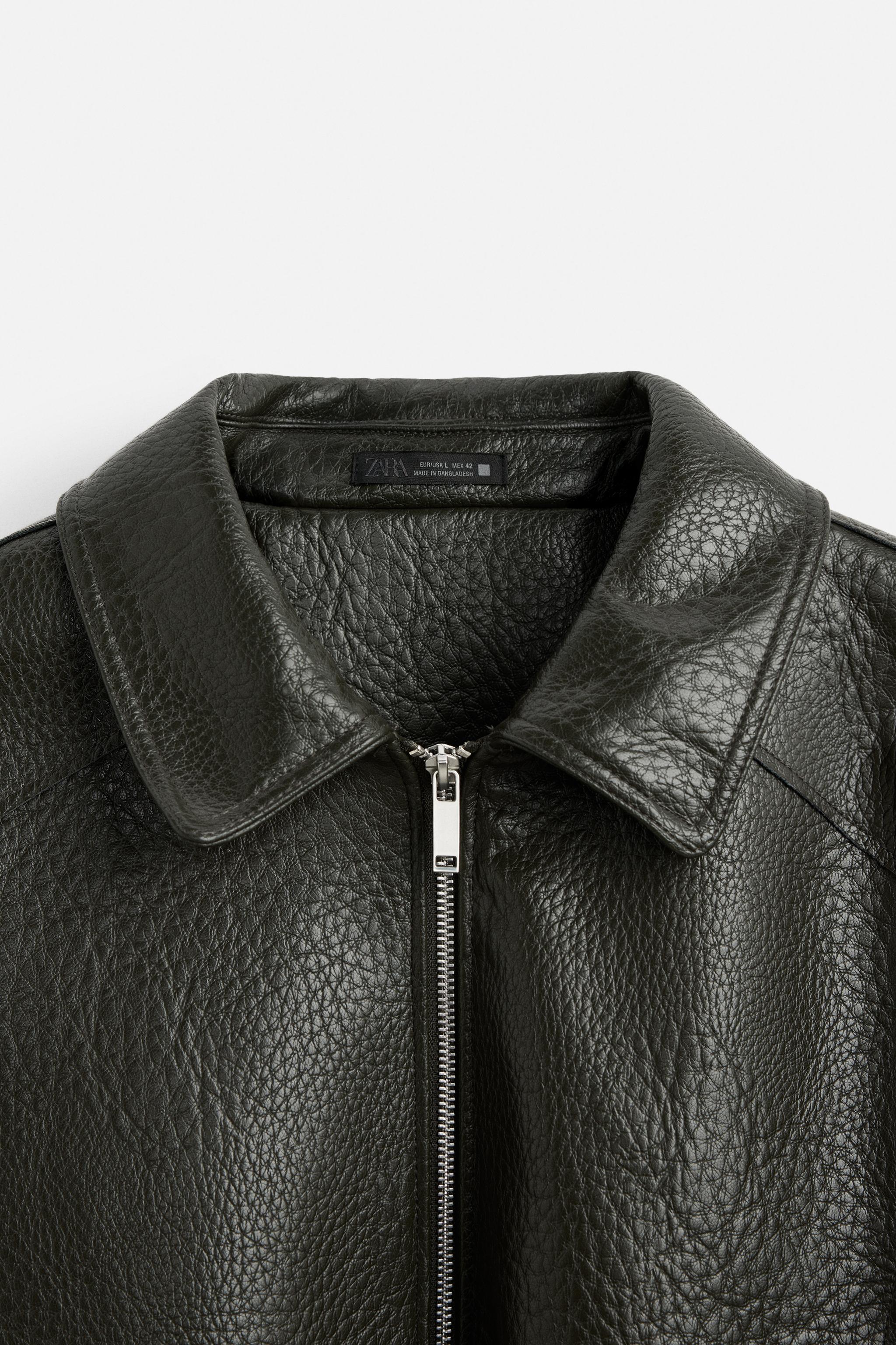 エンボス加工フェイクレザージャケット - ダークオリーブ | ZARA エンボス加工フェイクレザージャケット - ダークオリーブ | ZARA