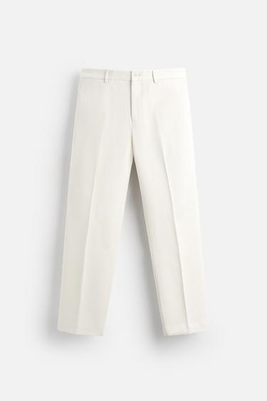 COMFORT STRAIGHT-LEG TROUSERS - Ecru by Zara
