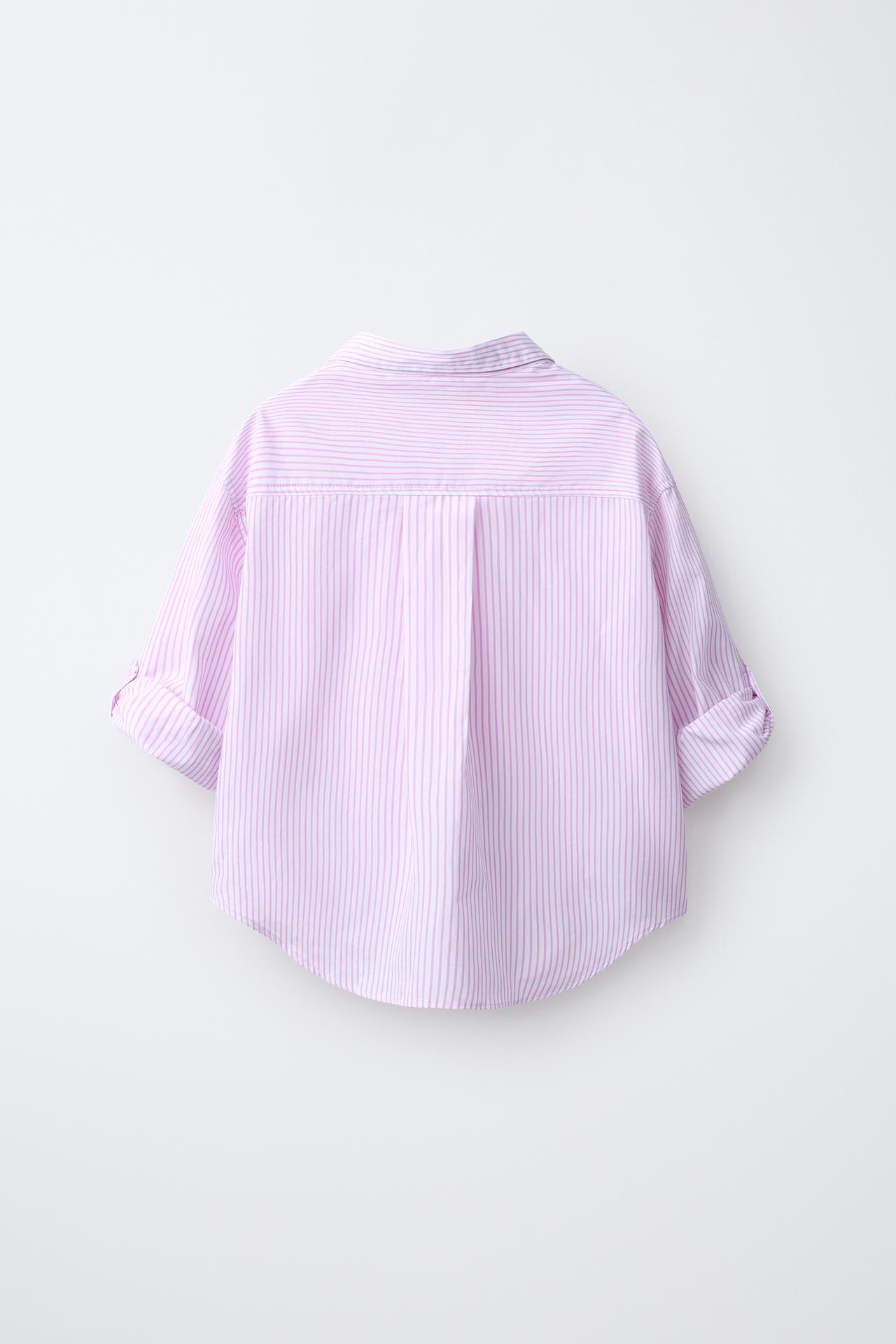 STRIPED SHIRT AND EMBROIDERED RIB T-SHIRT PACK — Pink