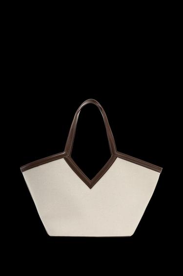 Zara CANVAS SHOPPER - Ecru - Image 0