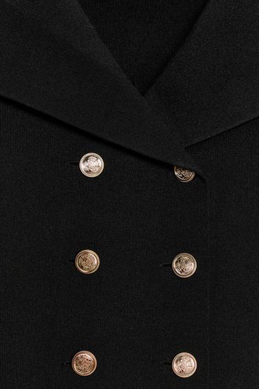 GILET COURT EN MAILLE CROISÉ - Noir de Zara - Image 6