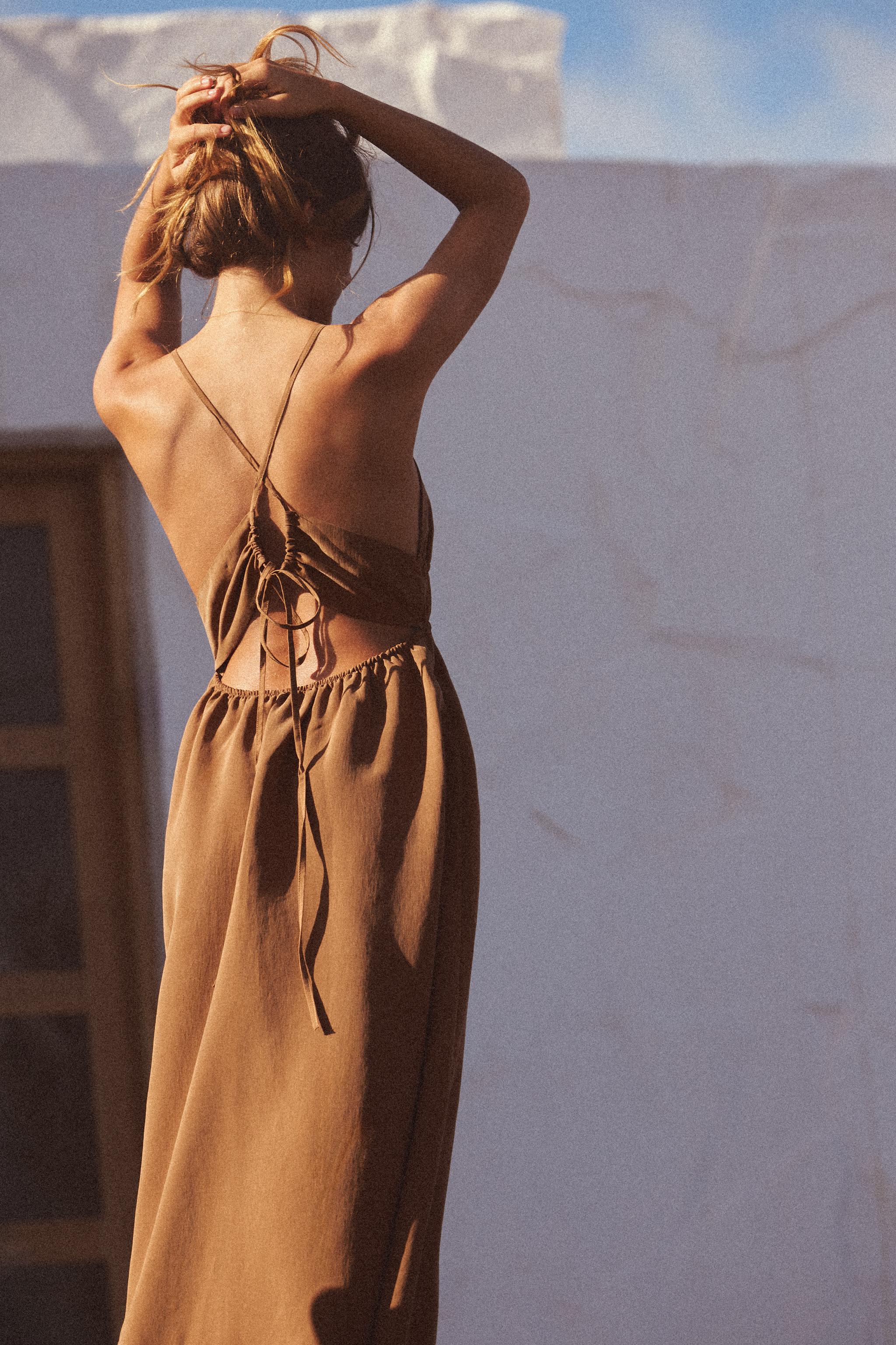 FLOWY MIDI DRESS - Brown | ZARA United States