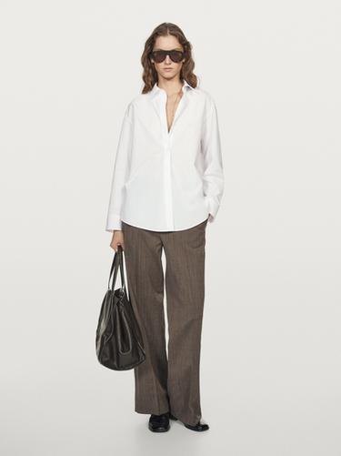 Camisa popelín detalle hombro 100% algodón - Blanco de Zara - Imagen 0