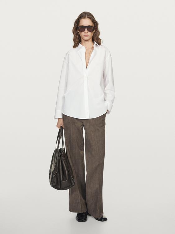 100% cotton poplin shirt with shoulder detail