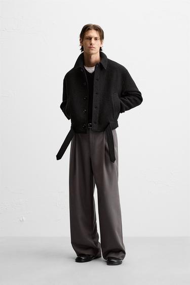 CAZADORA LANA TEXTURA BOUCLÉ - Negro de Zara - Imagen 0