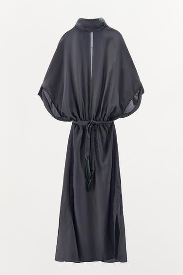 DRESS WITH CONTRAST BELT - Grey by Zara - Image 1