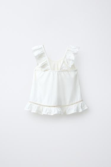 TOP ROMANTIQUE BRODÉ - Blanc cassé de Zara - Image 1