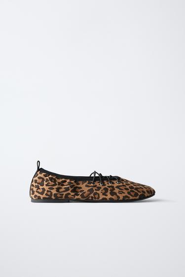 ANIMAL PRINT LACED BALLERINAS - Brown by Zara - Image 0