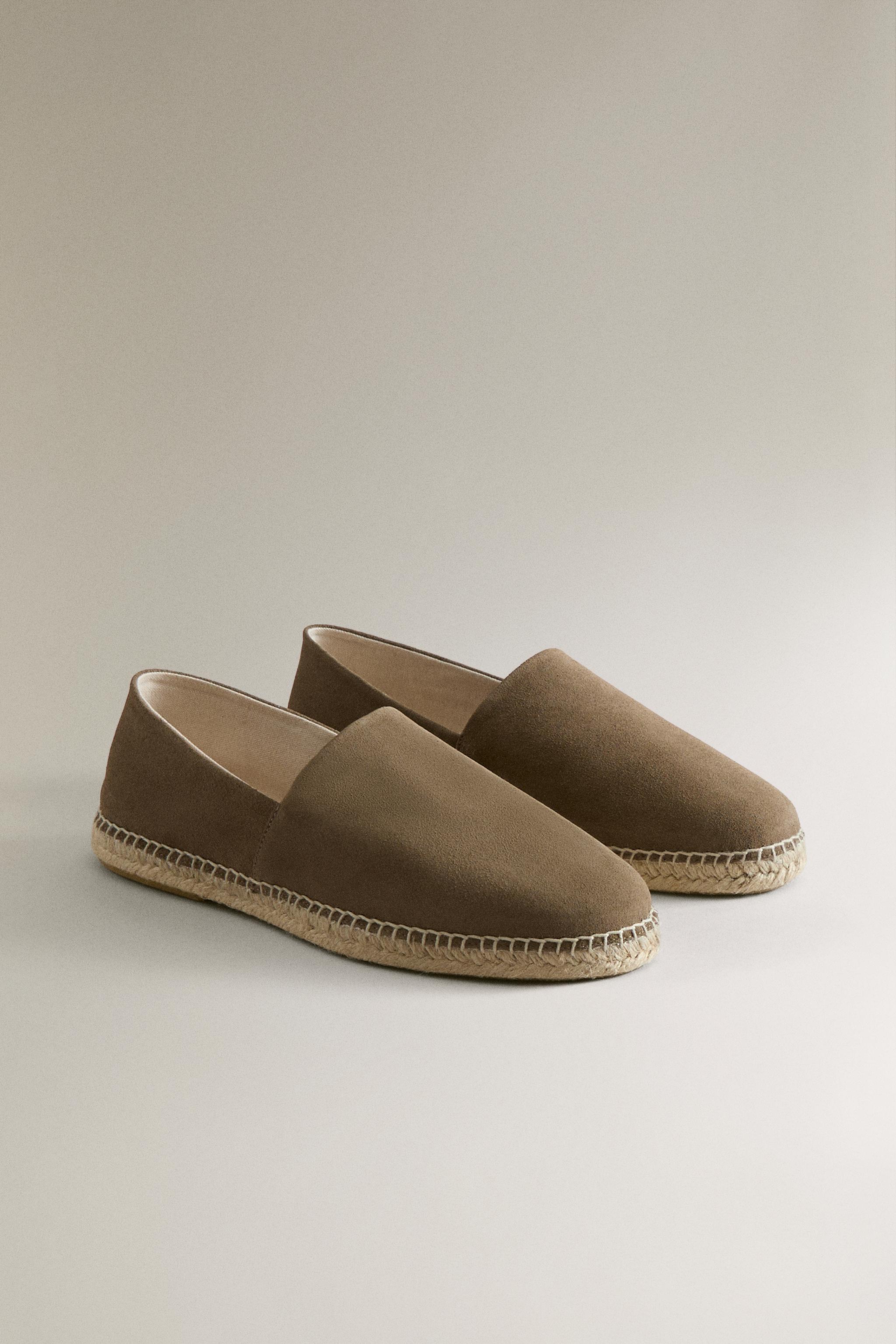 LEATHER ESPADRILLES — Taupe Gray