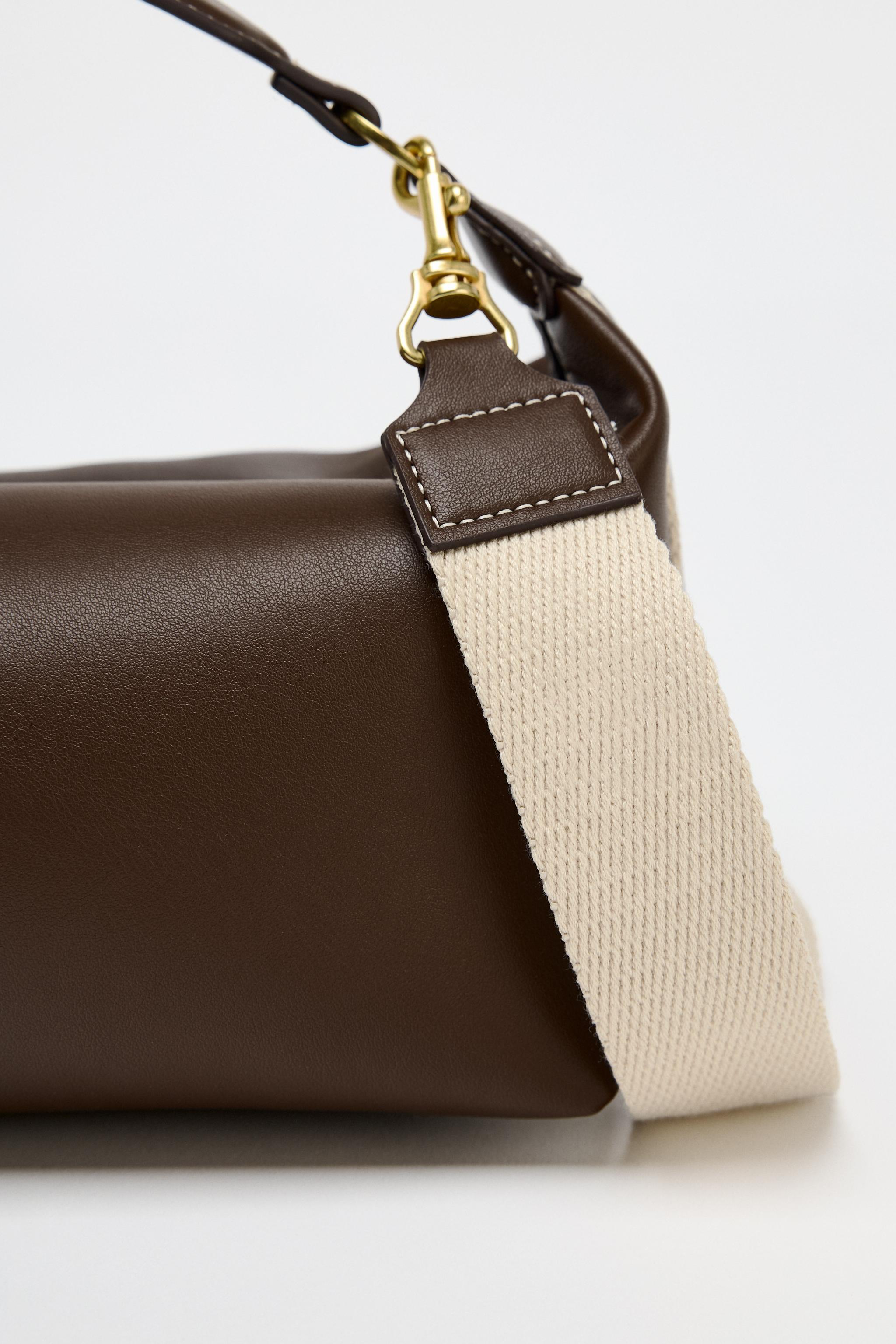 【ZARA】粒子状効果レザーバケットバッグ 6335/510/721 粒子状効果レザーバケットバッグ - チョコレート | ZARA Japan