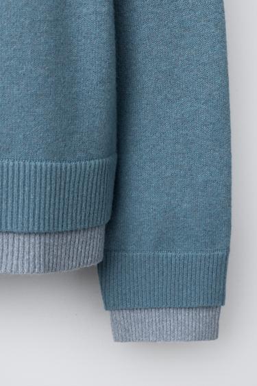 GILET EN MAILLE FINITIONS DOUBLE ÉPAISSEUR - Bleu clair de Zara - Image 3