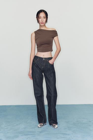 TRF WIDE-LEG LOW-RISE JEANS - Dark indigo by Zara