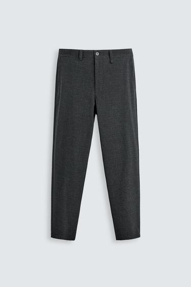 COMFORT TEXTURED TROUSERS - Anthracite Grey by Zara