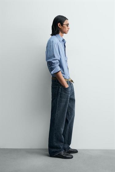 RELAXED FIT CHECK SHIRT - Blue by Zara - Image 3
