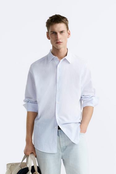 STRIPED COTTON - LINEN SHIRT - striped