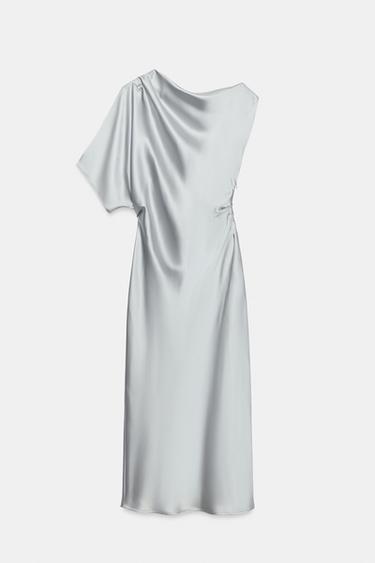 VESTIDO ASIMÉTRICO SATINADO - Acero de Zara