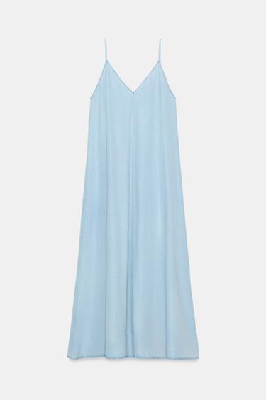 VESTIDO MIDI TIRANTES - Azul claro de Zara - Imagen 0