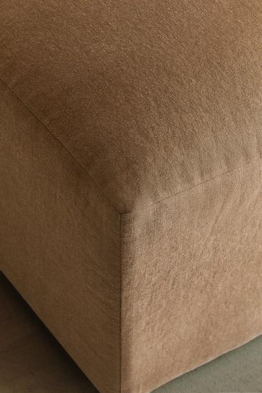 WASHED LINEN POUF - Brick by Zara - Image 4