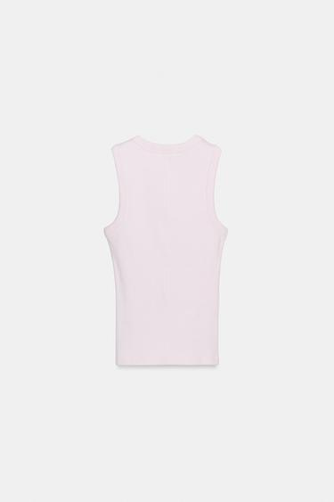 TOP RIB TIRANTES - Rosa pastel de Zara
