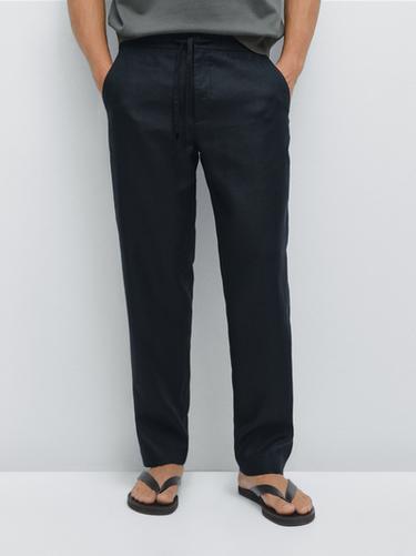 Zara Linen joggers - Navy blue