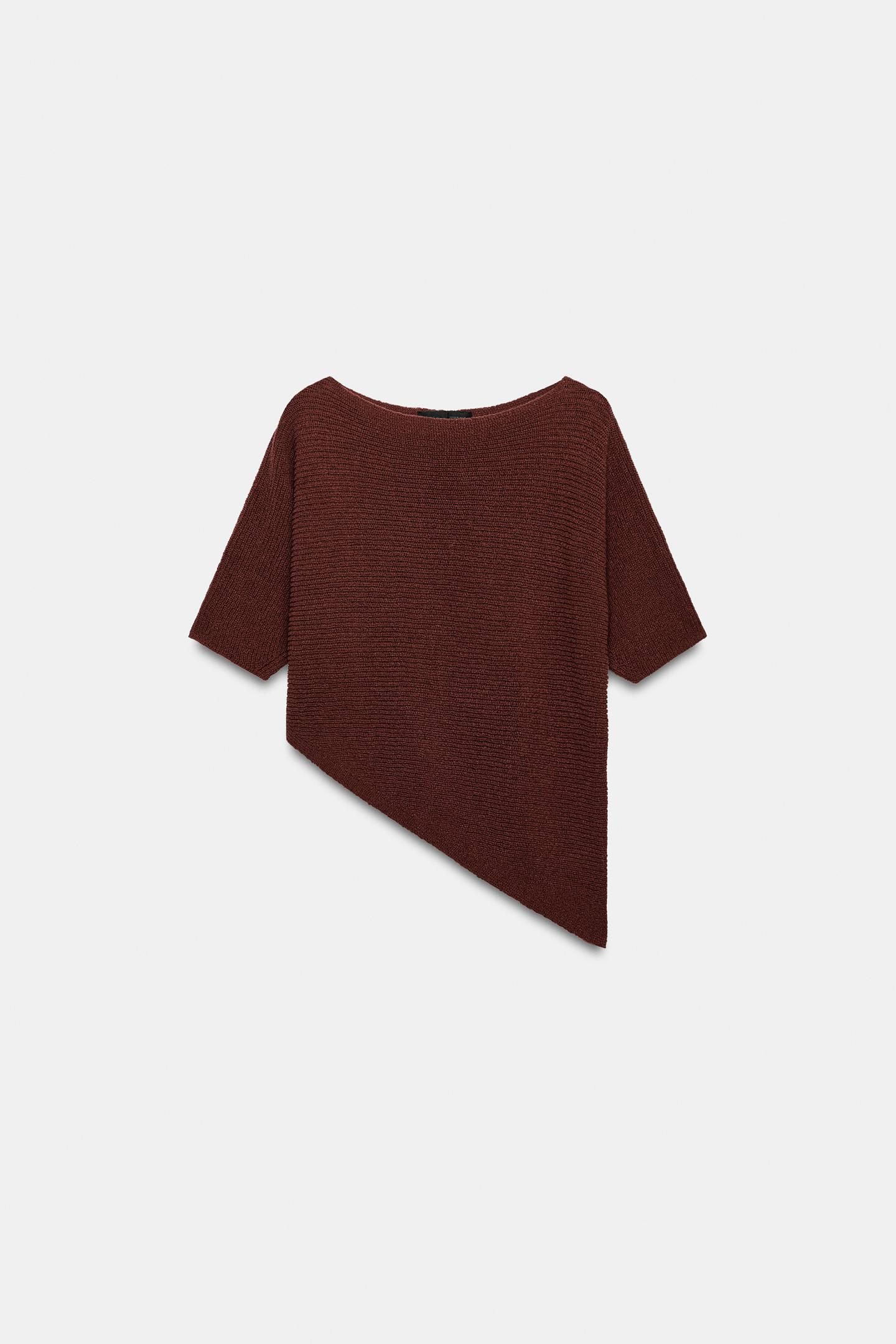Женский топ Zara Asymmetric Knit, цвет: Dark Russet — фото 7
