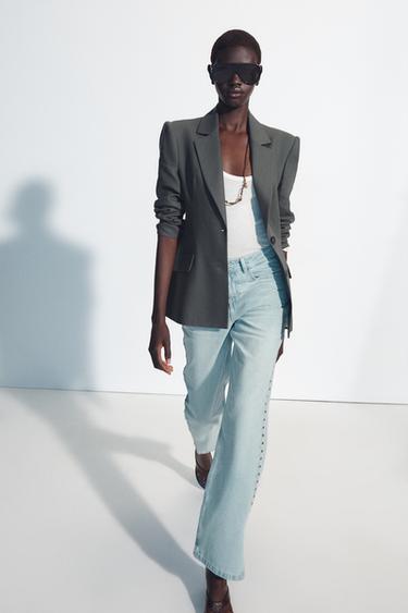JEANS Z1975 STRAIGHT TIRO MEDIO TACHAS - Azul medio de Zara