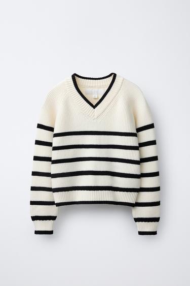 PULL EN MAILLE À RAYURES - rayures de Zara
