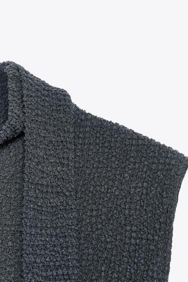 TEXTURED SCARF TOP - Blue / Grey by Zara