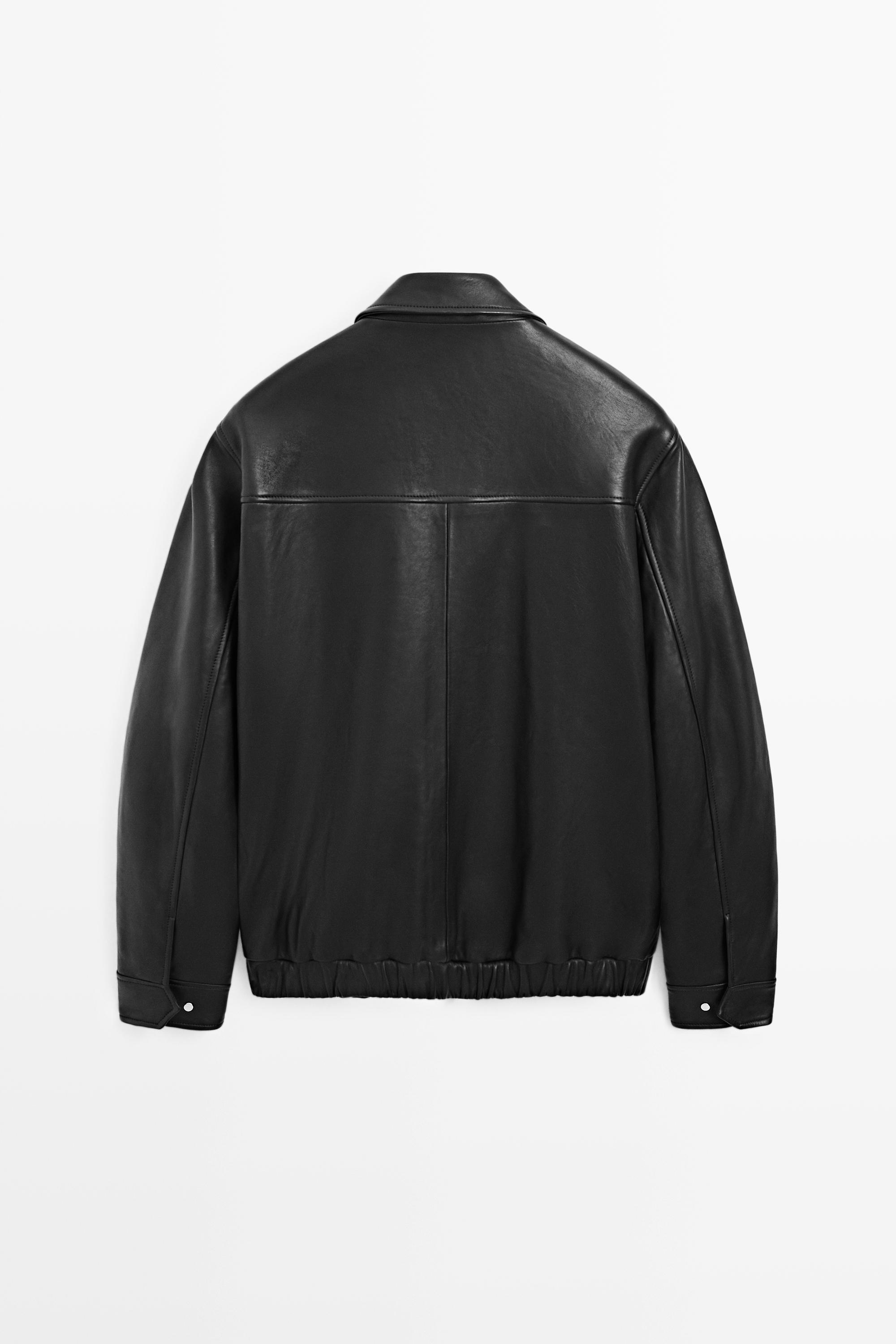 Jacket with nappa leather collar detail