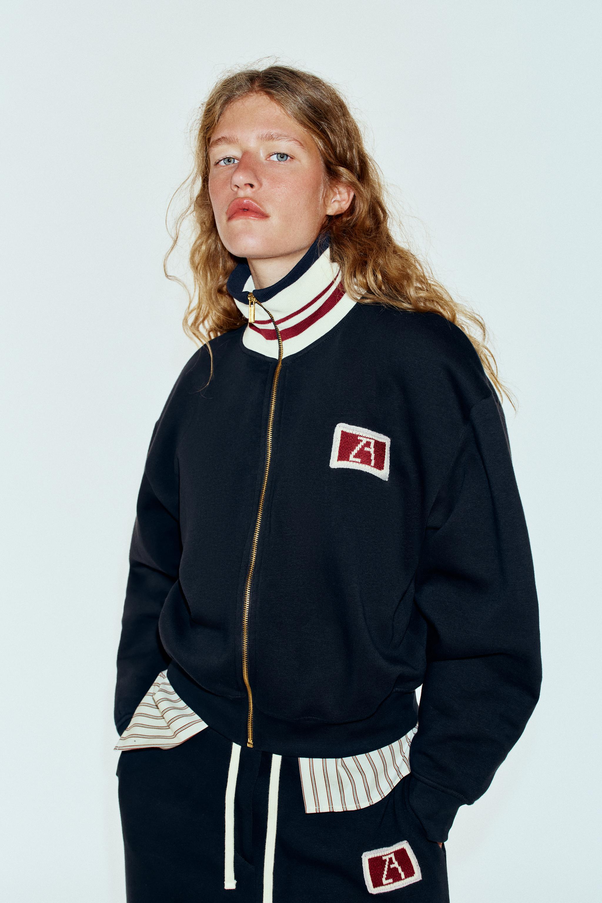 ZA EMBROIDERED SWEATSHIRT JACKET