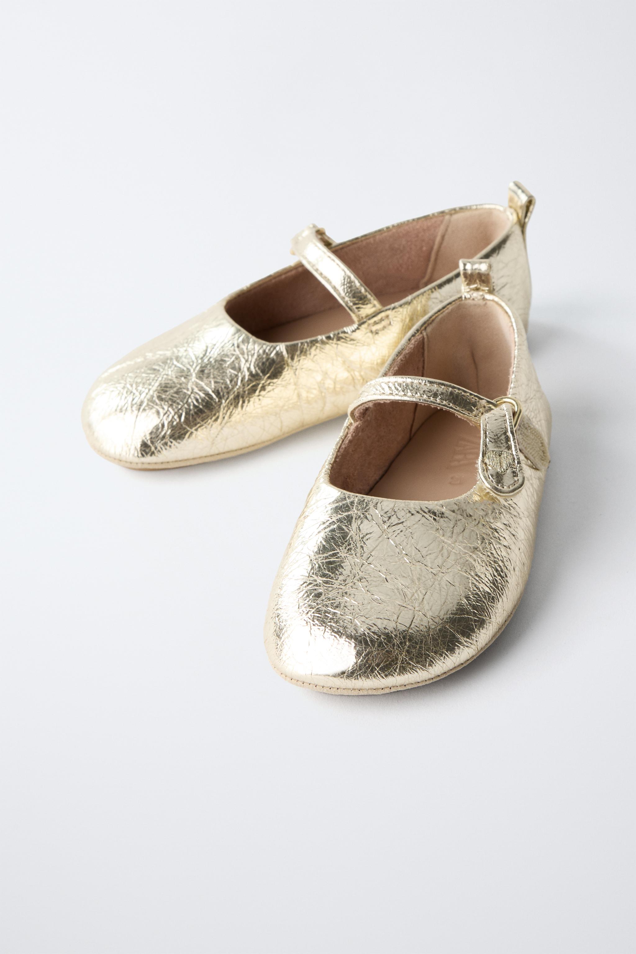METALLIC LEATHER BALLET FLATS