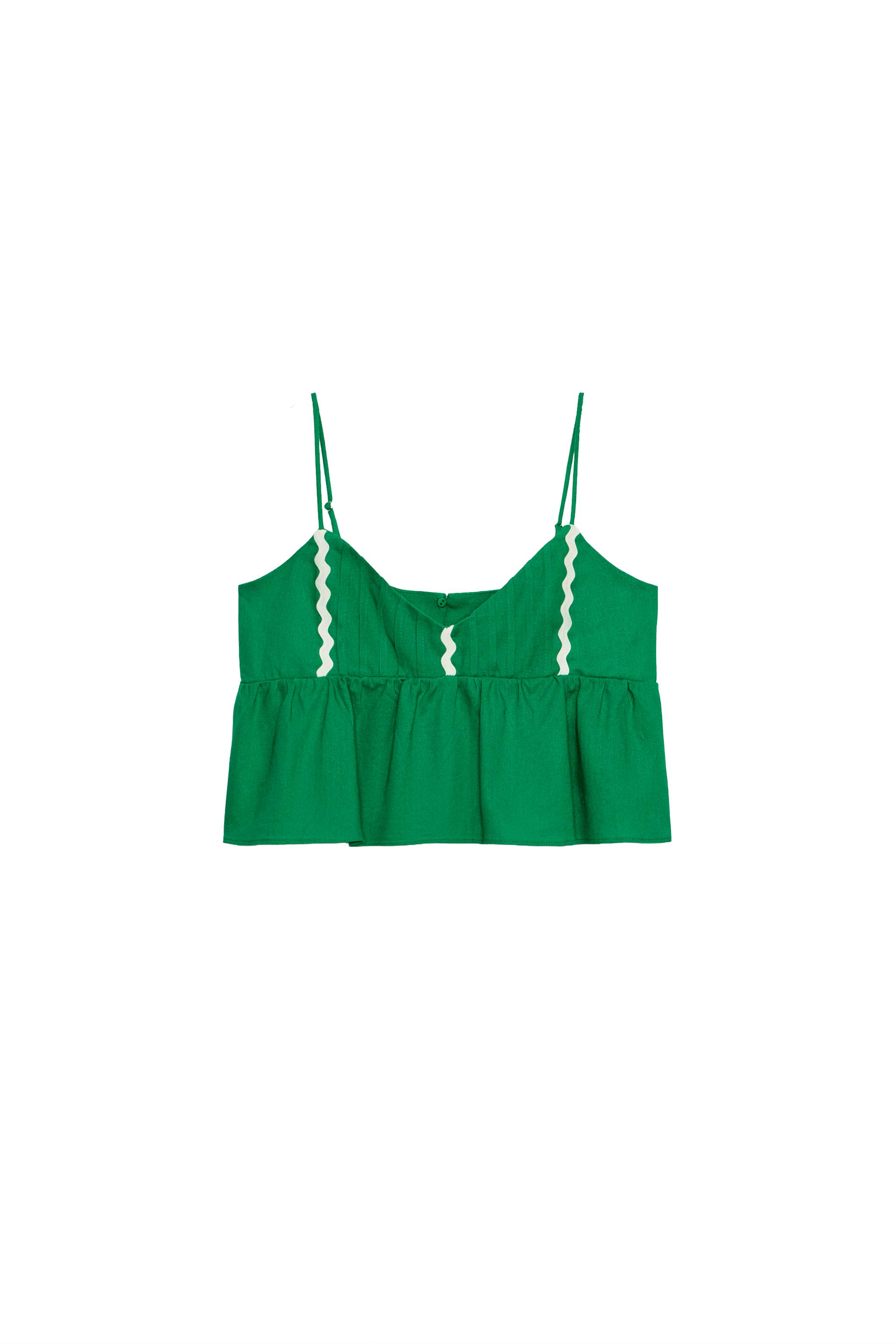 LINEN STRAP TOP - Green | ZARA Canada