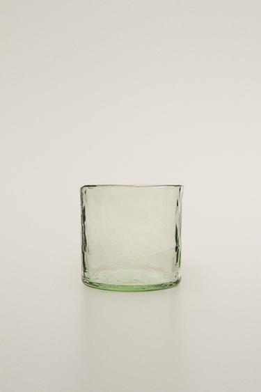 HAMMERED EFFECT GLASS TUMBLER - Green by Zara