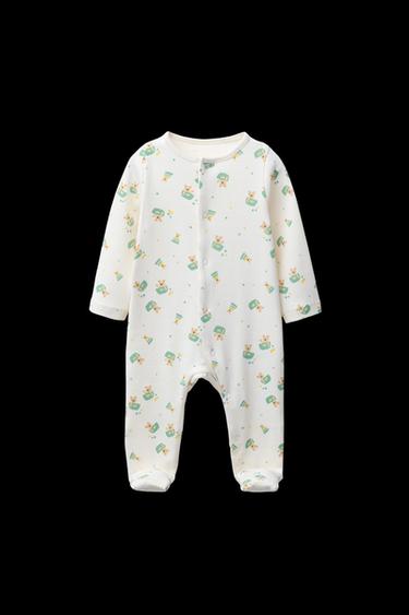 BEAR PRINT CONVERTIBLE FOOT SLEEPSUIT - Ecru by Zara - Image 0