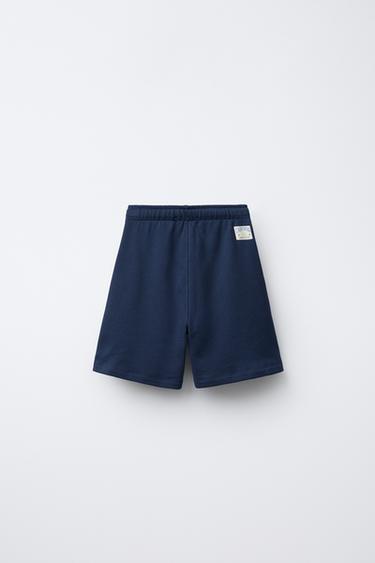 BERMUDA EN MOLLETON IMPRIMÉ SURF - Bleu marine de Zara - Image 1