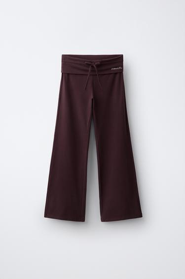 TURN-UP WIDE-LEG TROUSERS - Burgundy by Zara - Image 0