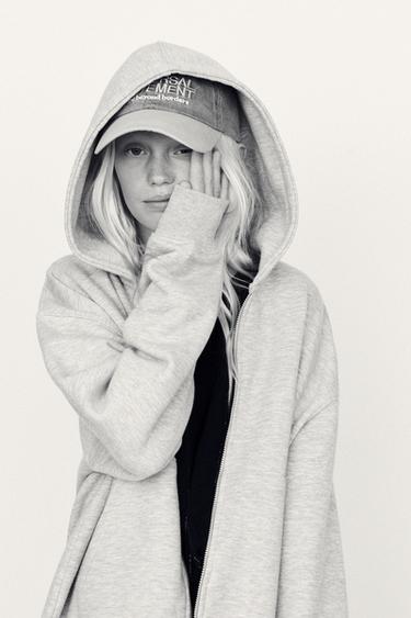 Zara BASIC ZIP SWEATSHIRT - Gray marl