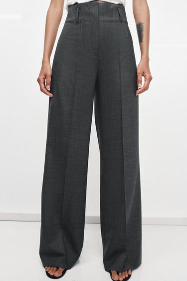 Zara HIGH-WAISTED WOOL PANTS ZW COLLECTION - Gray marl