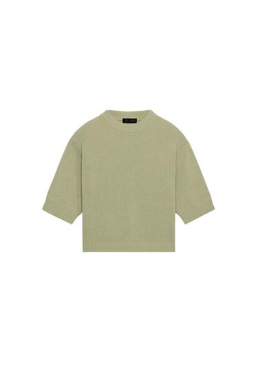 PULL EN MAILLE AVEC ÉPAULETTES - Vert clair de Zara