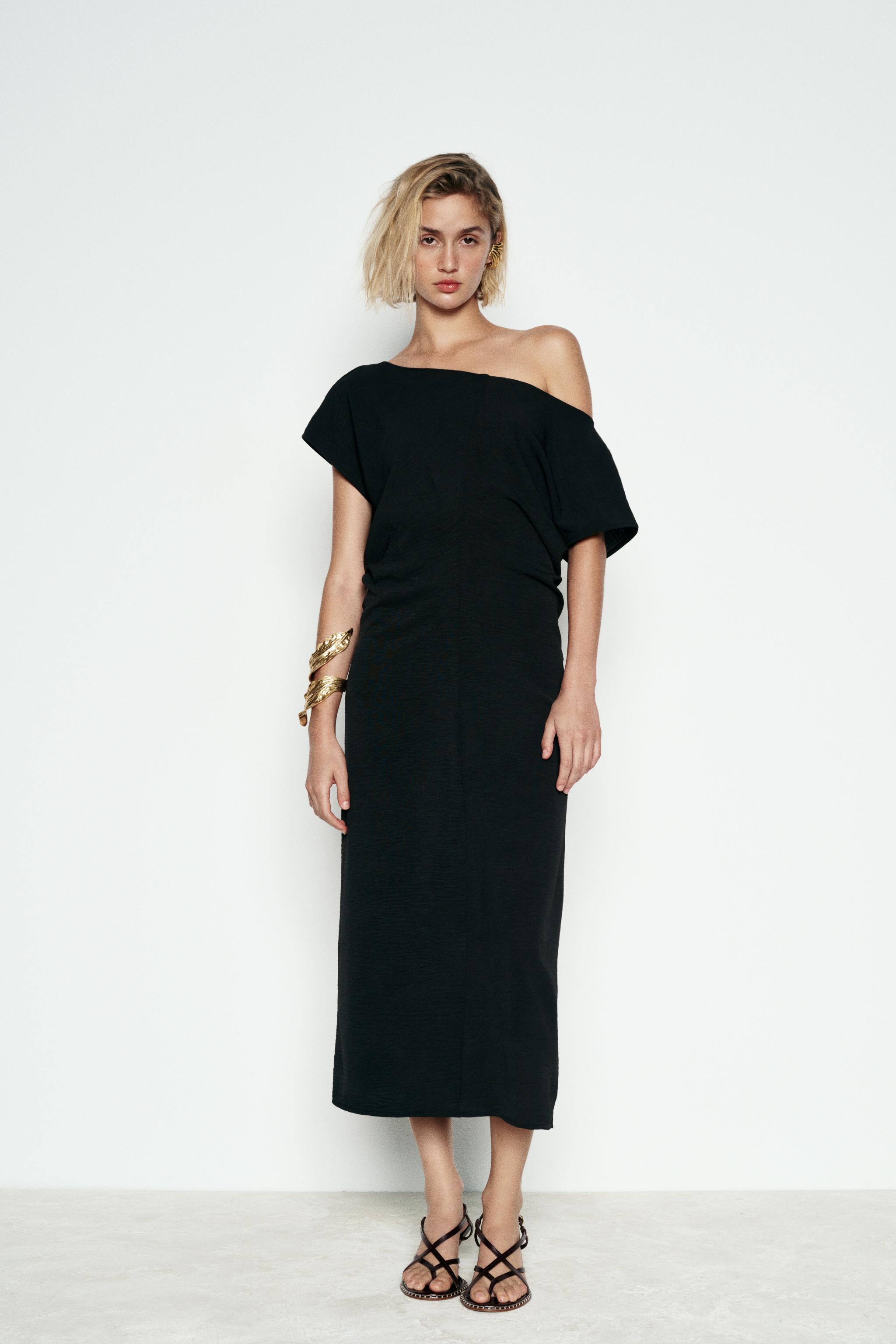 Pleated midi dress zara online